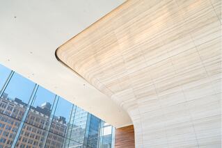 Lit interior lobby