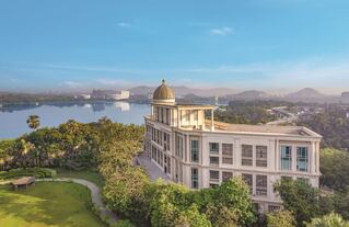 office building on lake in India
