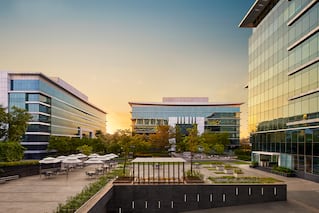 office plaza with tables