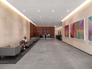 Lobby of a newly renovated office building