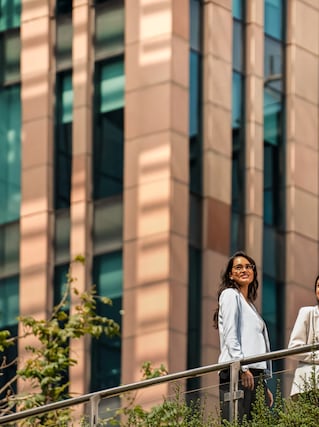Two women on a balcony
