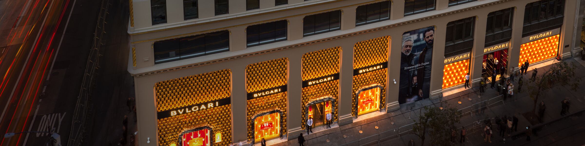 Bulgari exterior at night