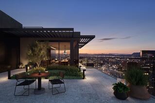 View of outdoor terrace with sky in background