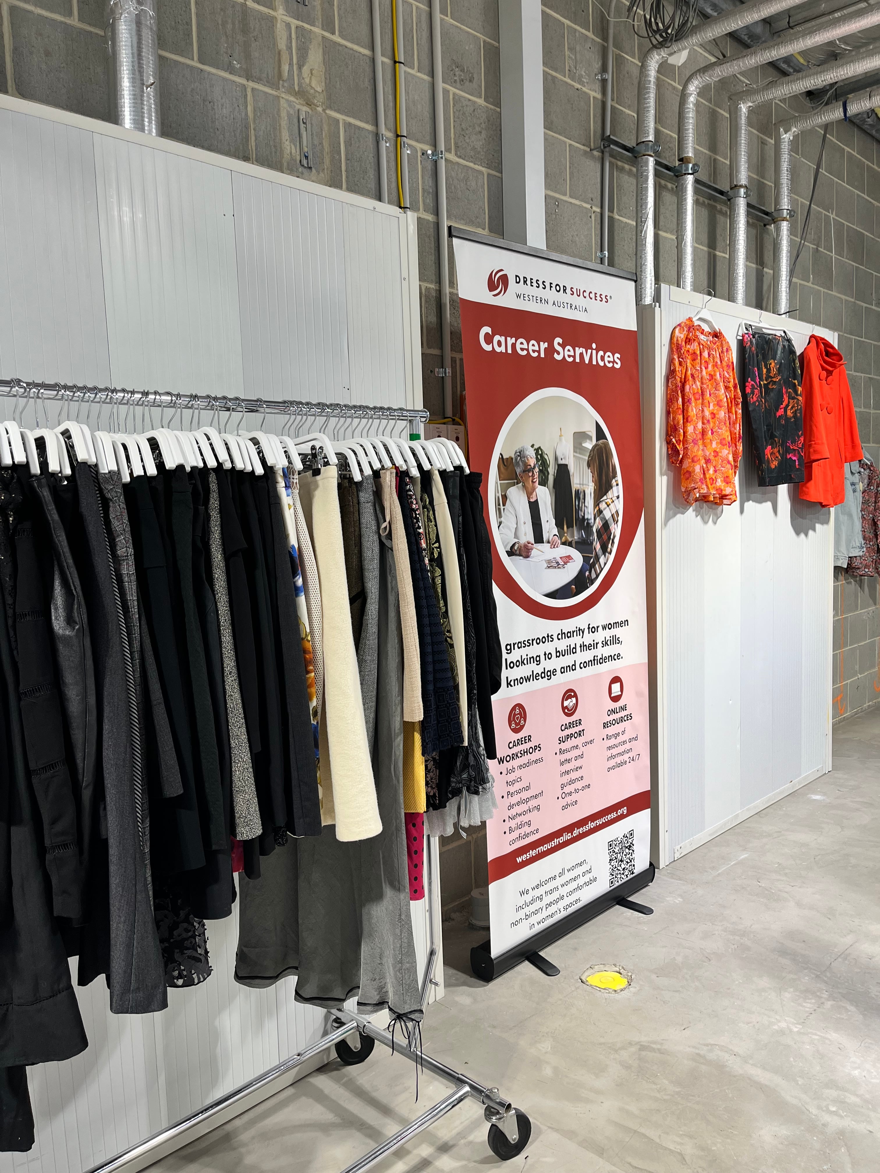 Photos of pop up dress for success event taking place at Brookfield Place Perth