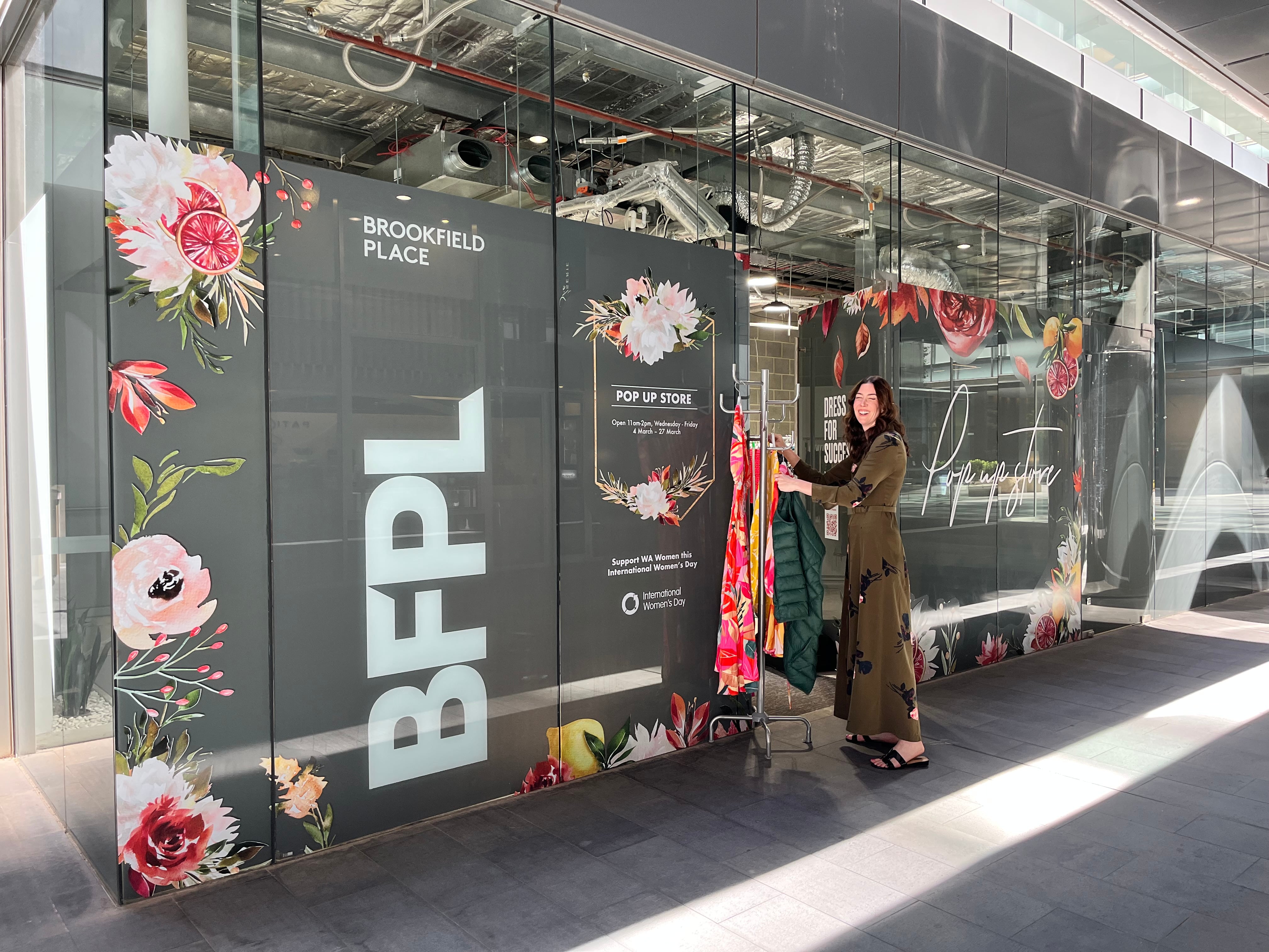 Photos of pop up dress for success event taking place at Brookfield Place Perth