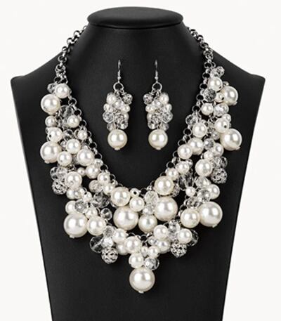 pearl necklace and earrings