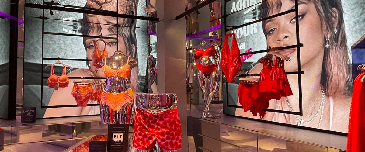 Store display red lingerie