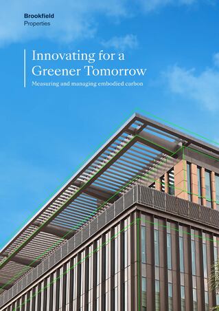 Innovating for a Greener Tomorrow, Embodied Carbon Report 2025 with image of an office building