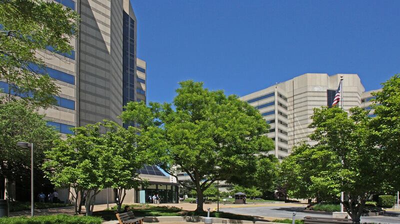 office buildings with trees