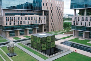 courtyard area of building showing a lot of greenery