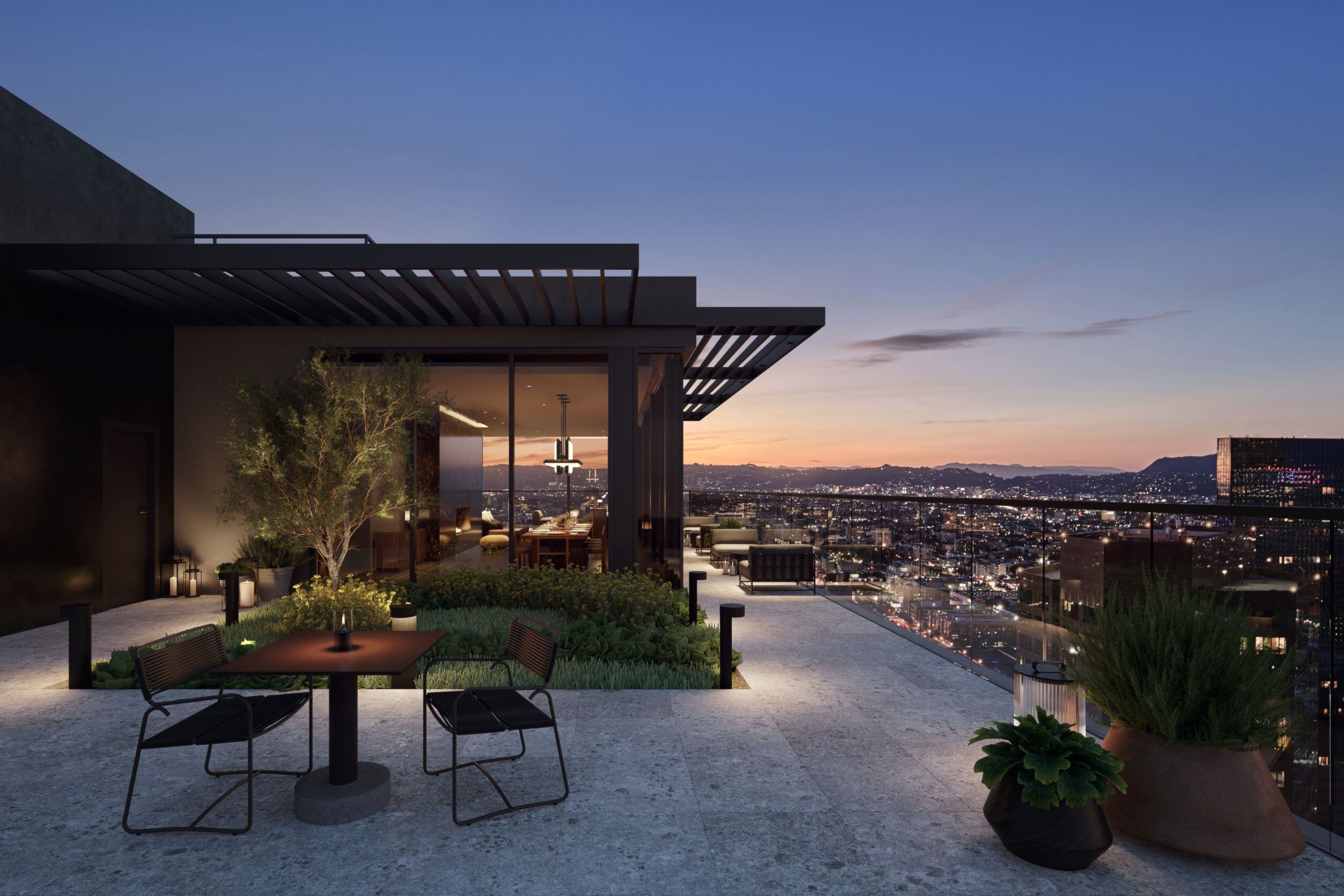 View of outdoor terrace with sky in background
